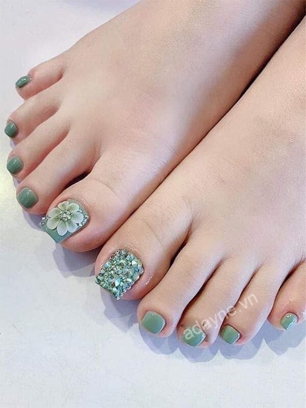 99+ Móng chân đẹp màu xanh rêu, nail xanh rêu đẹp nhất 2022